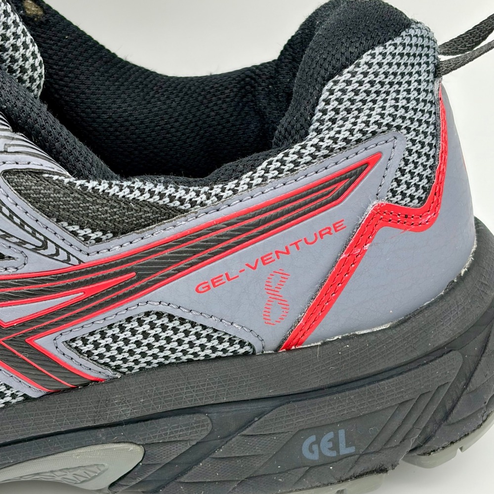ASICS Gel-Venture 8 Mens 13 Trail Running Shoes Grey Black Red Hiking Gorpcore - Picture 8 of 11